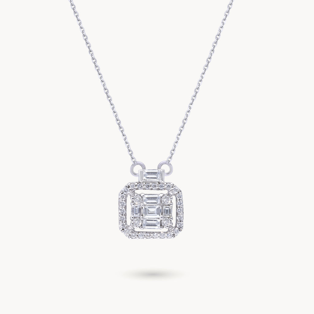 Delicate emerald-cut Diamond necklace - NK-2832
