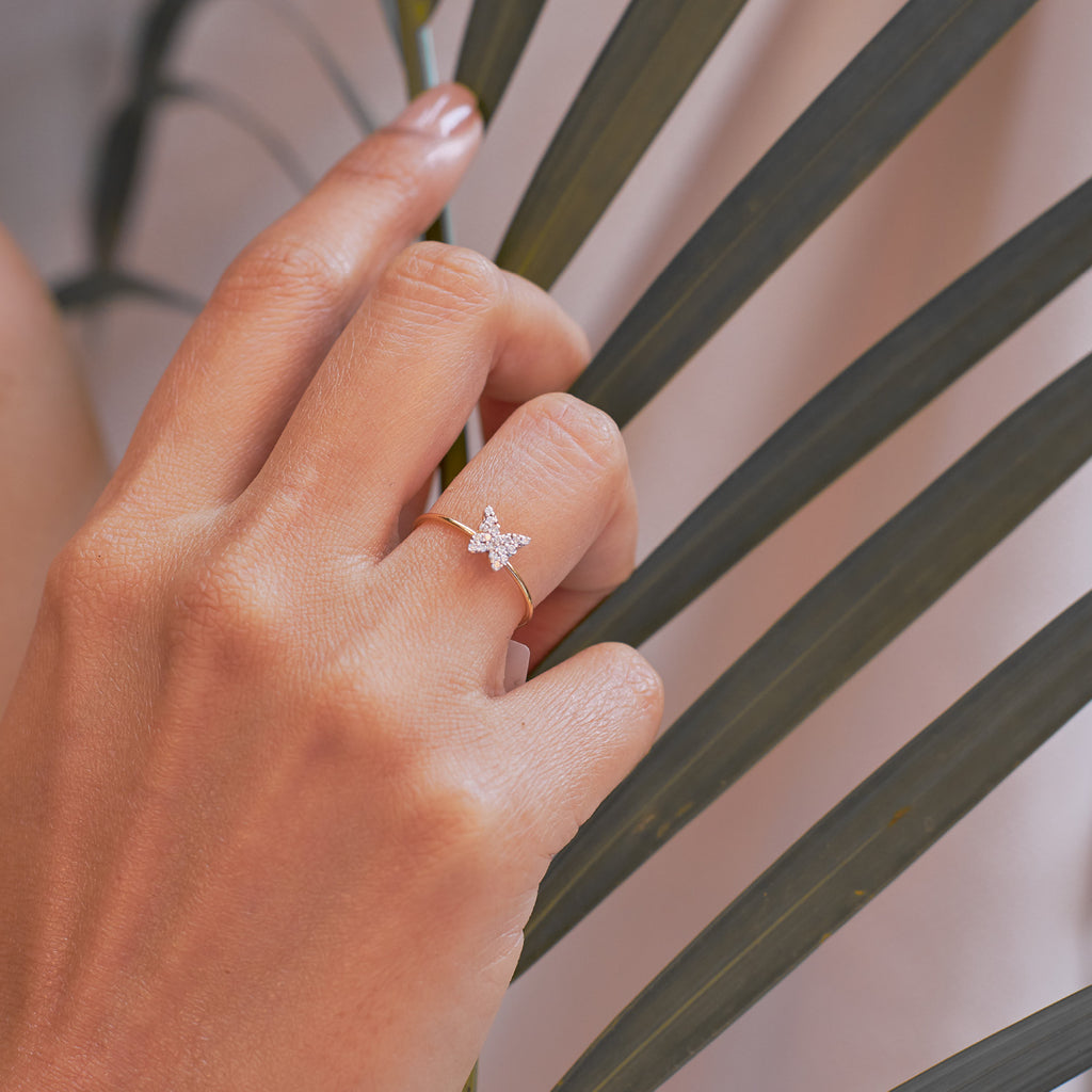  Butterfly Ring Silver Double Butterfly Engagement