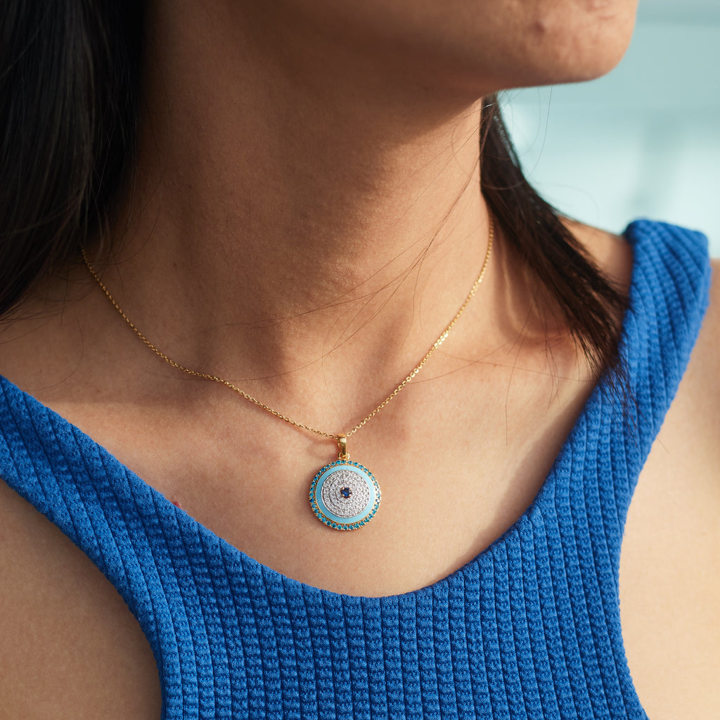 Aqua Evil Eye Necklace